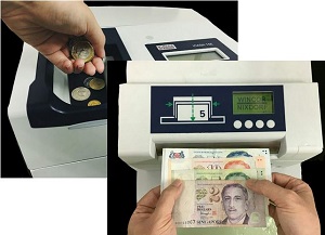 deposit notes and
              coins